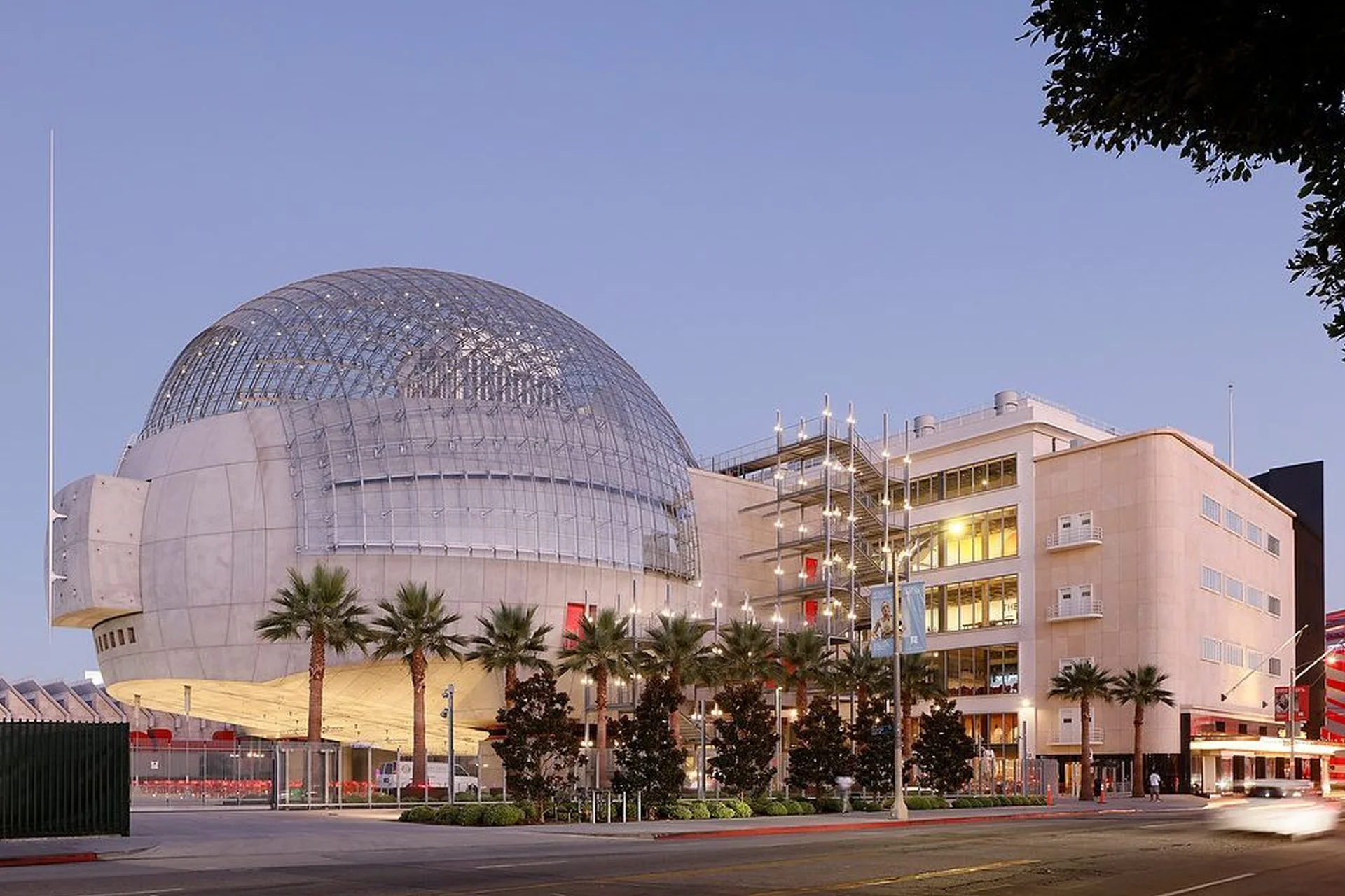 Los Angeles 23 Academy Museum of Motion Pictures features a striking glass structure topped with a large dome in Los Angeles