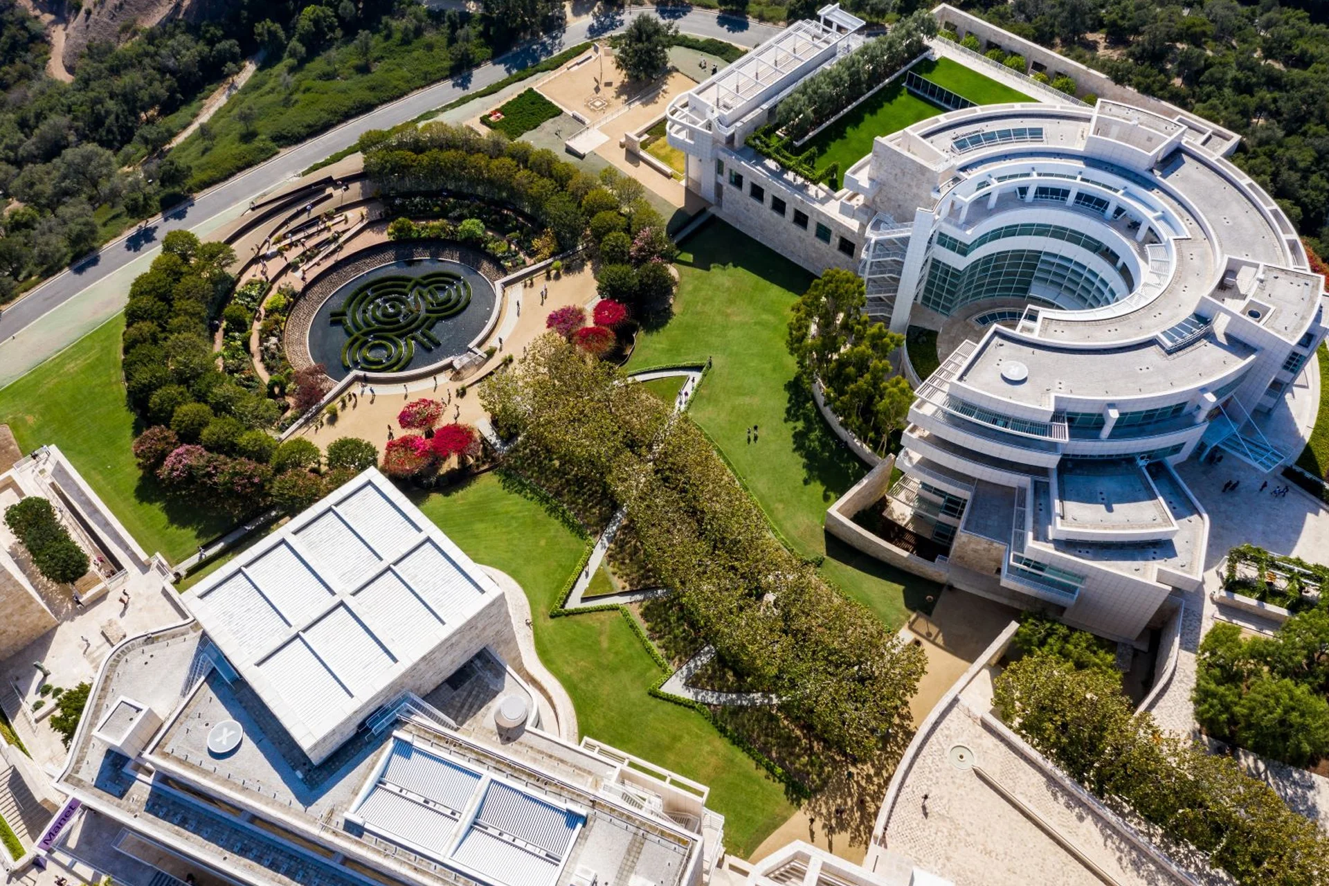 Los Angeles 14 Overhead shot of the Museum of Modern Art located at the Getty Center in Los Angeles, highlighting its modern design