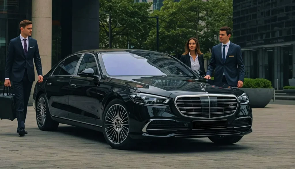 Mercedes-Benz S-Class limousine, a premier luxury vehicle in Los Angeles, showcasing elegance and sophistication